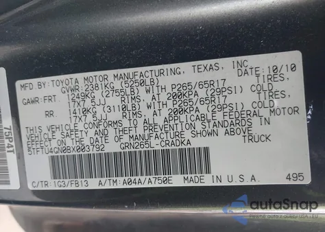 2011 Toyota Tacoma Prerunner V6 z USA, uszkodzony, nr VIN 5TFTU4GN0BX003792